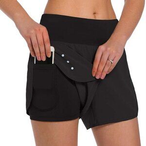 NWT Women's Black Running Shorts Lightweight w/ Liner & phone pocket SZ XXL